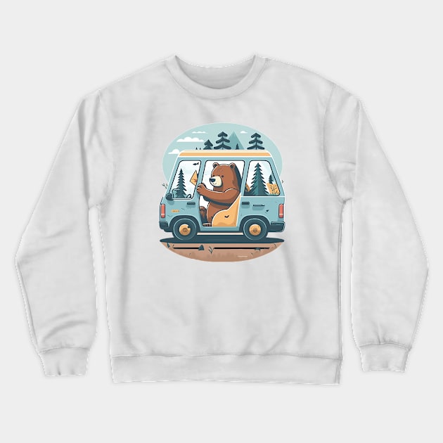 Bear's Wild Van Adventure Crewneck Sweatshirt by zoocostudio